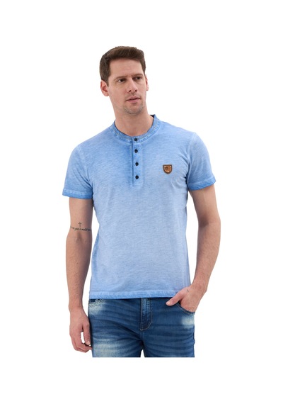Cipo & Baxx Hakim Yaka Düğmeli Basic Erkek T-shirt Ct835 Mavi