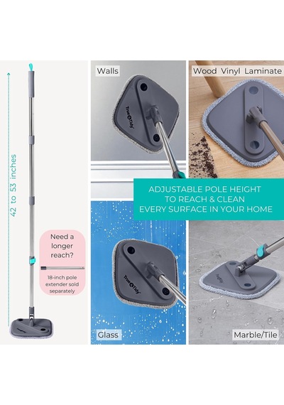 True Clean Paspas Ve Kova Sistemi, Kare Döndürmeli Paspas, Çift Bölmeli Paspas Kovası Ve 2 Kalın Makinede Yıkanabilir Paspas Pedleri Spin Mop İçerir