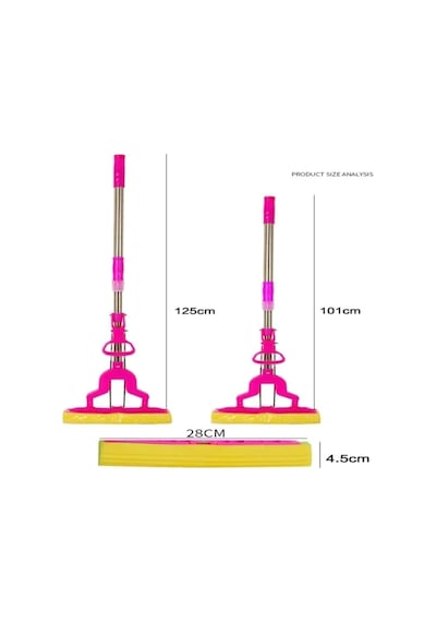 Royaleks Kendinden Sıkmalı Mikrofiber Mop Kovasız Sıkma Aparatlı Sünger Paspas Kelebek Yer Silme Aparatı