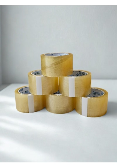 45mm Şeffaf Koli Bandı- 6 Adet - Hotmelt - Extra Güçlü Yapışma 6