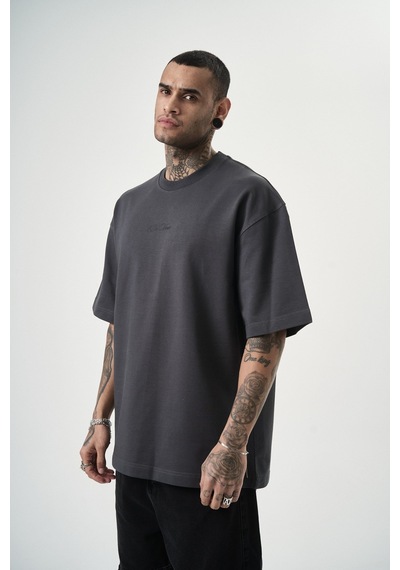 Respire Erkek Da Vinci Baskılı Oversize T-shirt Füme
