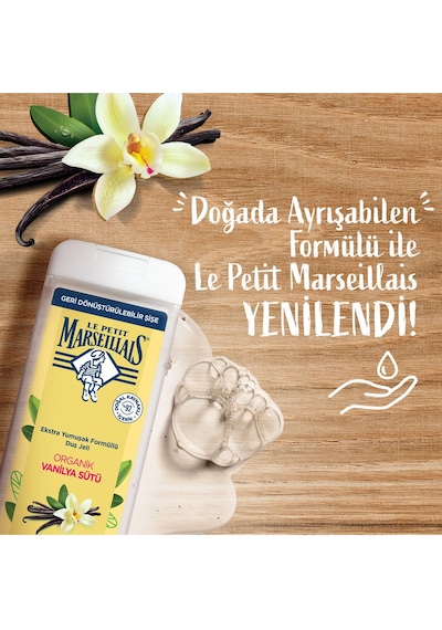 Le Petit Marseillais Organik Vanilya Sütü Duş Jeli 400 ml x2 + Akdeniz Çileği Duş Jeli 400 ml x2