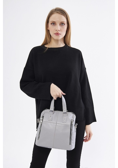 Derinss Leather Derinss Dkb0049 Hakiki Deri Gri Kadın El Ve Omuz Çantası 001