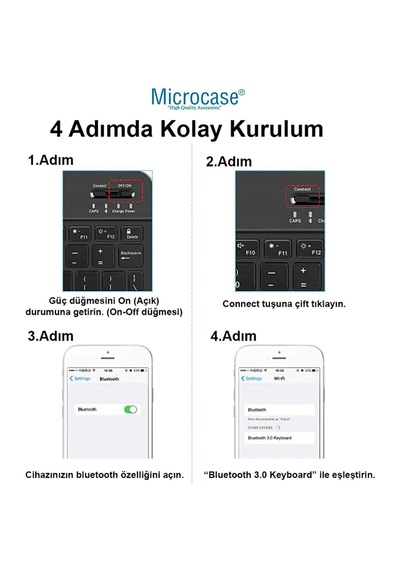 Microcase Apple İpad Air 11 2026 İle Uyumlu Türkçe Bluetooth Klavye +mouse+ Standı-mavi Al4384
