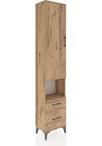 Arges Dolap 3 Raflı 2 Çekmeceli Tek Askılı 44x30x221 Çam-çam Çam