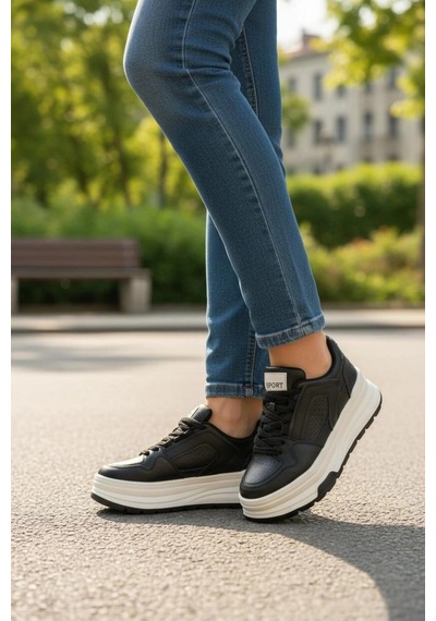 In Step Ropee Street Style Yüksek Taban Siyah Kadın Sneaker In Step Ropee Street Style Yüksek Taban Siyah Kadın Sneaker