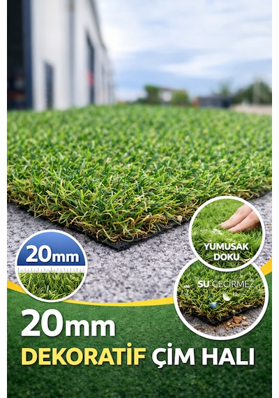 20mm Suni Çim Halı Balkon & Bahçe İçin Doğal Görünüm, Konforlu Doku 100 x 100