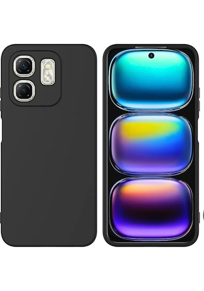 Infinix Hot 50i Uyumlu Silikon Kılıf - Kamera Korumalı Esnek Pastel Renk Kapak - Siyah Siyah