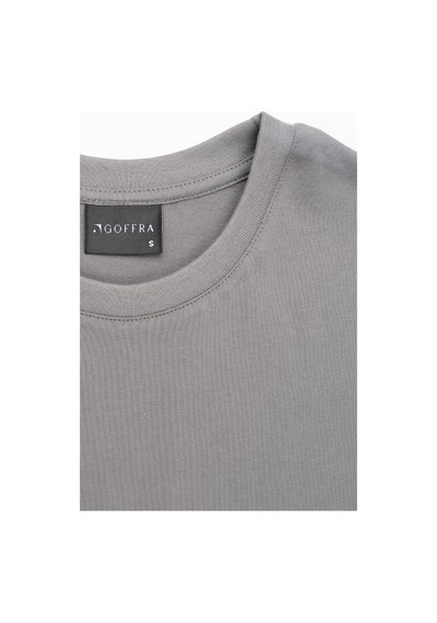 Goffra Kadın Vision Bisiklet Yaka Premium Kalite Yoğun Dokulu Pamuklu T-shirt Koyu Gri W101-r0220-04