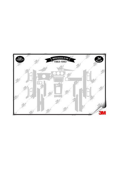 Mercedes E-190 1983-1993 Torpido Konsol Trim Göğüs Maun Kaplama Set 34 Parça Gümüş