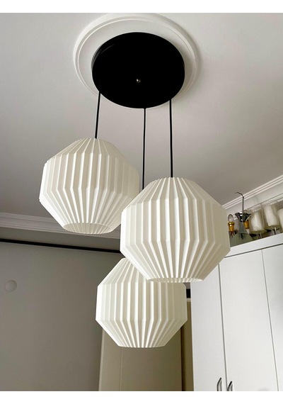 Origami Modern Bohem 3lü Sarkıt Avize Oturma Odası,salon,çocuk Odası,ofis Şık Ve Rustik Aydınlatma Siyah