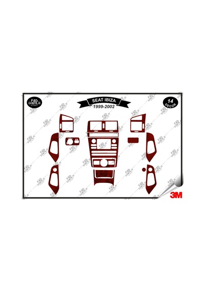 Seat İbiza 1999-2002 Torpido Konsol Trim Göğüs Maun Kaplama Set 14 Parça Maun Renk
