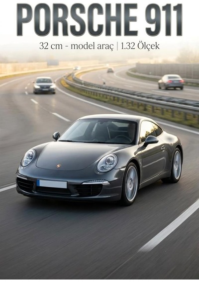 TıfılToys Hobbiez Lisanslı Porsche 911 Carrera Kapıları Açılabilir Model Diecast 1/32 Ölçek Metal Standlı Araç Gri