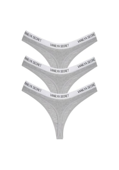 Vanilya Secret Kadın Gri Beli Bant Lastikli Pamuklu Tanga 3'Lü Pa Gri-M-L Gri