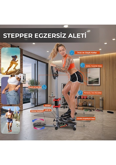 Dikey Eliptik Stepper Ev Egzersiz Aleti Dirençli İpli Vücut Destekli Gösterge Direnç Lastiği Hediye