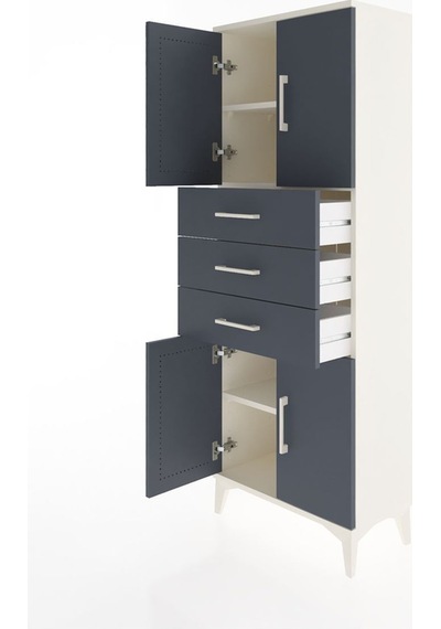 Arges Dolap 3 Raflı 3 Çekmeceli 4 Kapaklı 60x30x163 Aytaşı-antrasit Aytası