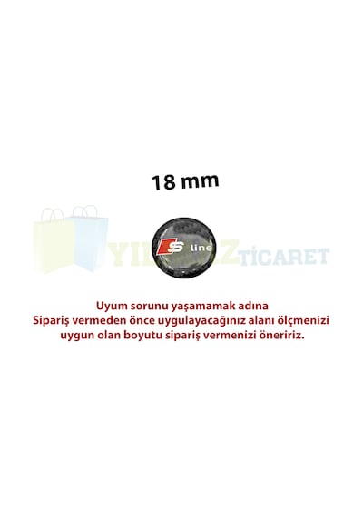 Audi S Line Karbon Logo Joystick Klima Teyp Damla Silikon Sticker 18 X 18 MM-4 Adet