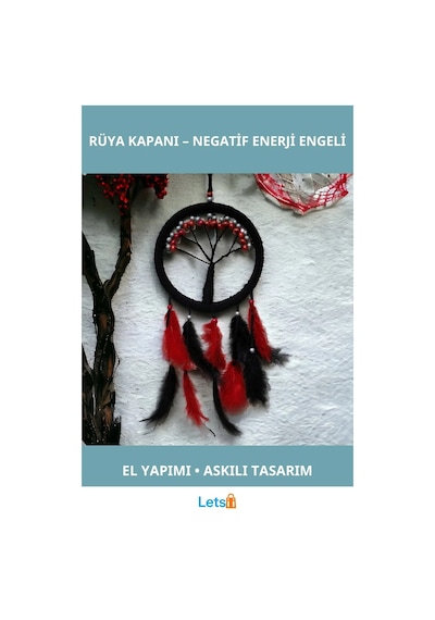 Siyah Kırmızı Hayat Ağacı Rüya Kovanı Dream Catcher 1 Adet