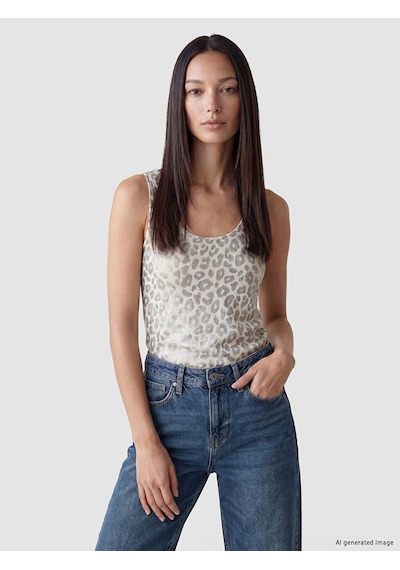 Lcw Everyday Kahverengi Leopar Desenli %100 Pamuklu Kadın Atlet