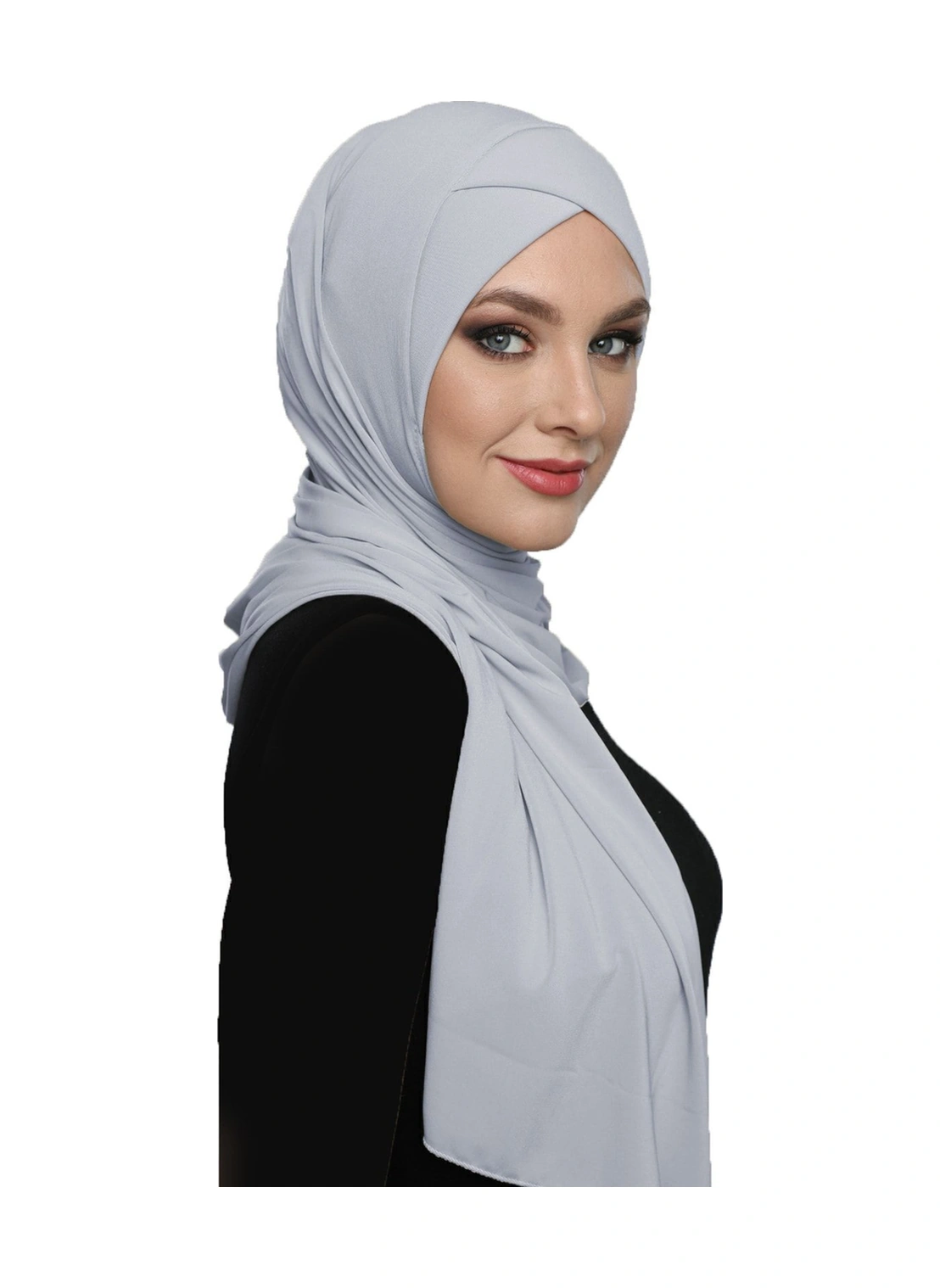 Elysianfidan Sarmalı Takmatik Açık Gri Hazır Türban Tesettür Bone Namaz Örtüsü Açık Gri