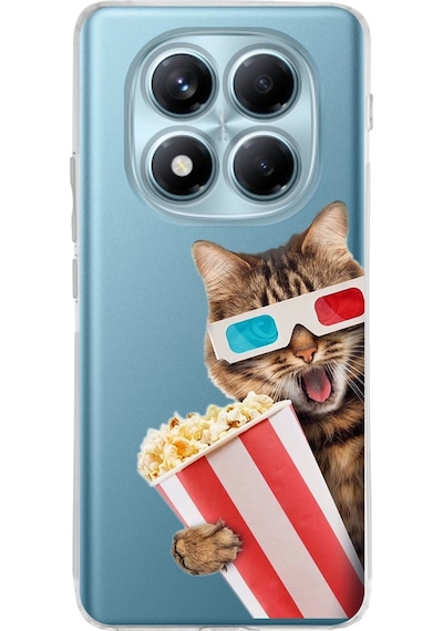 Xiaomi Redmi Note 14 Pro İle Uyumlu Kedi 1 Baskılı Kamera Korumalı Şeffaf Kılıf Şeffaf