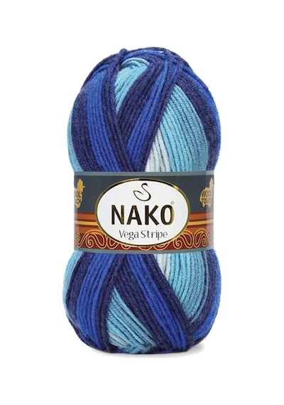 Tedar 5 Adet Vega Stripe Premium Akrilik El Örgü İpi Yünü No: 82423 Najmaddin (No:1) 8.5Cm X 10.5 Cm