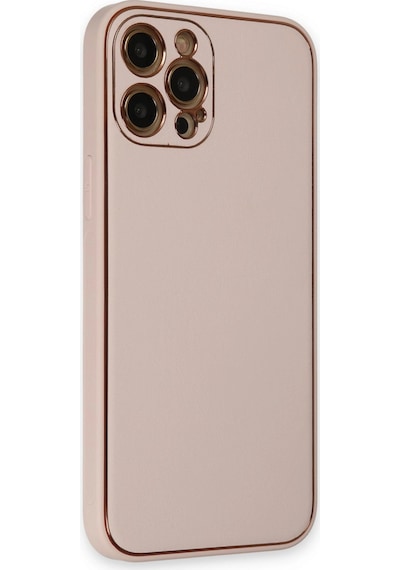 Apple Uyumlu iPhone 12 Pro Max Kılıf Coco Deri Silikon Kapak Pudra\