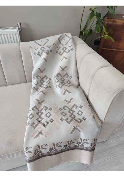 Koltuk Örtüsü Kaymaz Kilim Krem Bej