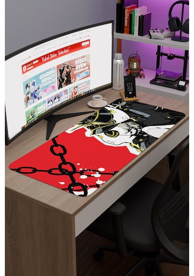 Persona 5 Kaymaz Dikişli Kauçuk Oyuncu Mousepad V5 - 90x40 Xxl Gaming Mouse Pad Fare Altlığı