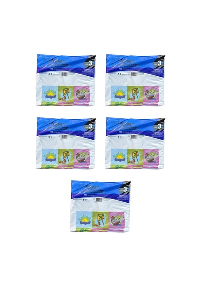Arma Baskılı Mini Blok Poşet Torba - No : 3 - 30 x 50 CM- Beyaz - 100 Adetlik 5 Paket