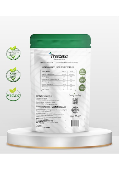 Dondurularak Kurutulmuş Elma Kırmızı 20 Gr - Freeze Dried Elma Kuru Meyve Cipsi 20 G
