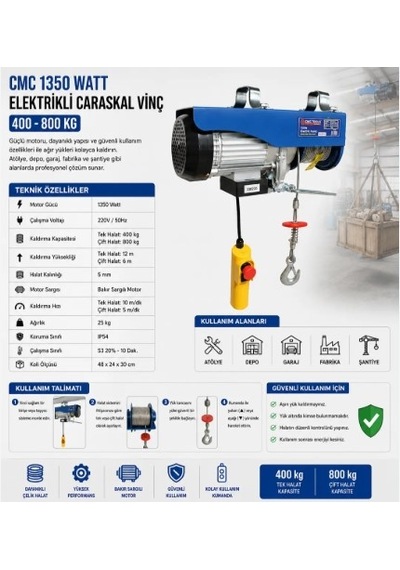 Cmc Mini Elektrikli Vinç - Caraskal - 400-800 Kg