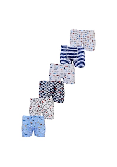 Tutku 6Lı Erkek Çocuk Renkli Boxer Desenli Baskılı Pamuklu Rahat