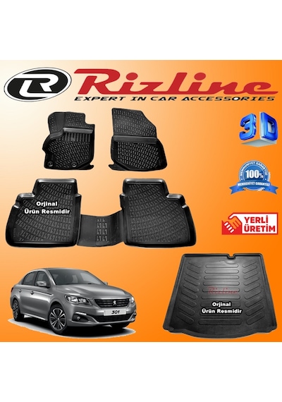 Peugeot 301 3D Paspas + Bagaj Havuzu 2012-2020 Arası Set Rizline N11.23320