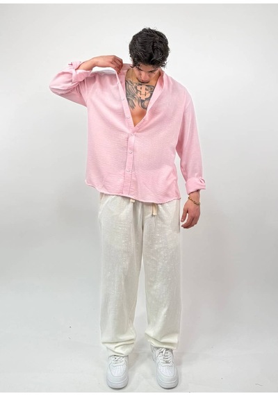 Zaee Keten Baggy Pantolon Beyaz