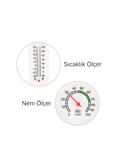 İç Dış Mekan Analog Ev Bebek Odası Kuluçka Makinası Sera Analog Nem Ölçerli Isı Termometresi