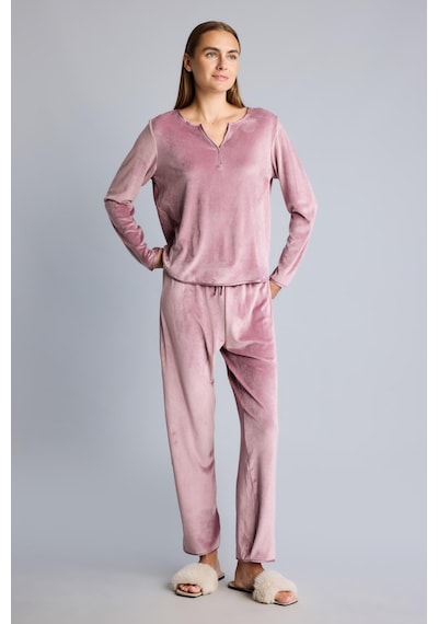 Defacto Regular Fit V Yaka Uzun Kollu 2li Velur Pijama Takımı A3356ax26aubr97 Bordo-br97