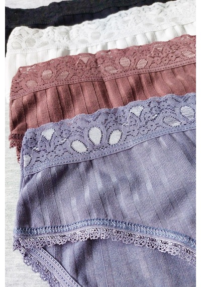 Sensu Kadın Fitilli Dantel Detaylı Slip Külot 5'li Paket Set Karışık