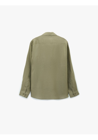 Koton Klasik Yaka Regular Fit Uzun Kollu Keten Gömlek Vizon 6sam60190hw Taba
