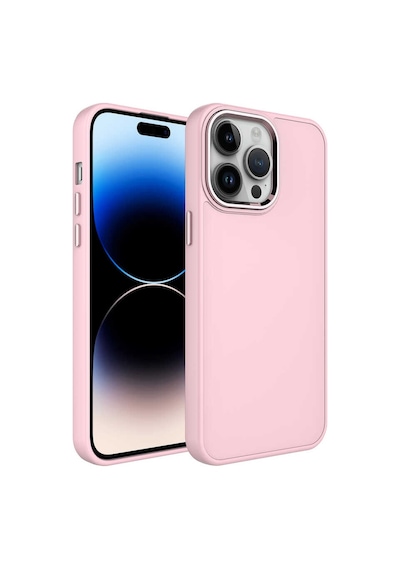 Apple Uyumlu iPhone 13 Pro Metal Çerçeve Ve Buton Tasarımlı Silikon Luna Kılıf pem Pembe
