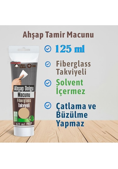 Beyaz Renk Ahşap Parke Tamir Macunu Mobilya Masa Dolgu Çatlak Çizik Giderici 125 Ml Kullanıma Hazır