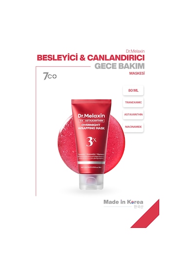 Leke Karşıtı Aydınlatıcı Onarıcı Astaxanthin İçeren Soyulabilen Gece Maskesi 80ml