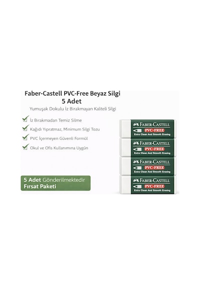 No24 Pvc Free Beyaz Silgi 5 Adet İz Bırakmayan Yumuşak Dokulu Okul Ofis Silgisi