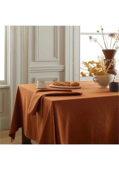 Dnc Home Tekstil  Premium Keten Tarçın Düz Masa Örtüsü 001