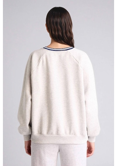 Defacto Oversıze V Yaka Baskılı Kalın Kumaş Sweatshirt G9597ax26spgr256 Gri-gr256