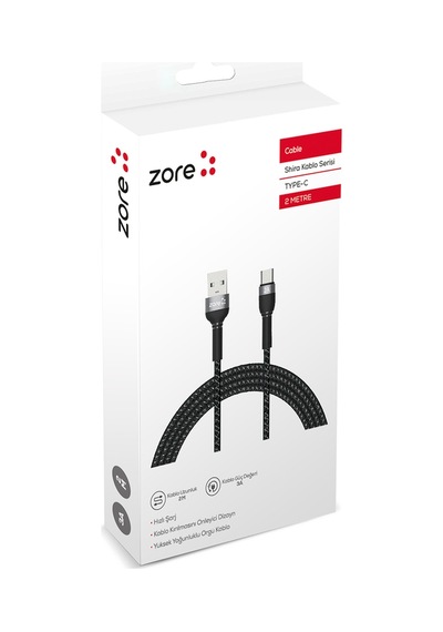 Ardemix Siyah Shira Serisi Type-c Usb Kablo 2 Metre