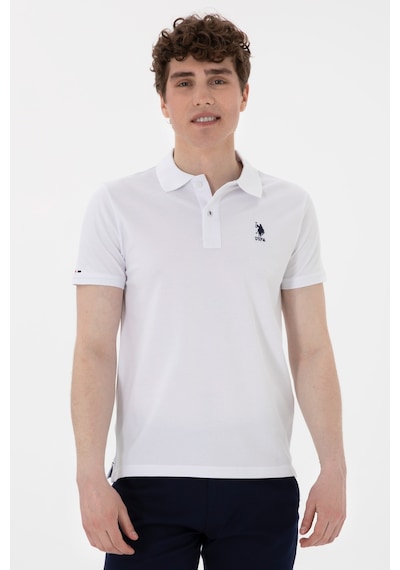 U.S. Polo Assn. Erkek Slim Fit Polo Yaka Beyaz Basic Tişört 50298011-VR013