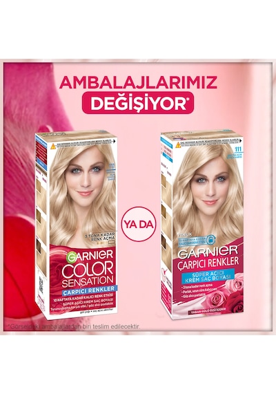 Çarpıcı Renkler, 111 Ekstra Açık Gümüş Sarısı, Kalıcı Krem Saç Boyası, Demikit