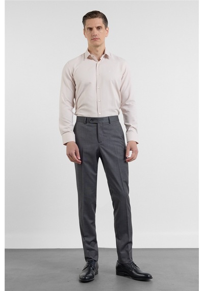 İmza Siyah - Antrasit Yan Cep Kendinden Desenli Slim Fit Esnek Classic Pantolon 1003255178