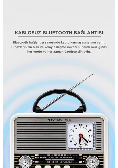 Özel Seri Torima Bluetooth Hoparlör Nostaljik Radyo Speaker Ns03 Altın Dijital Cihaz Klasik